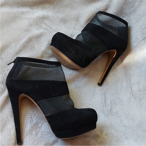 Aldo Allum mesh and velvet stiletto platform heels size 8.5 black - Picture 1 of 10